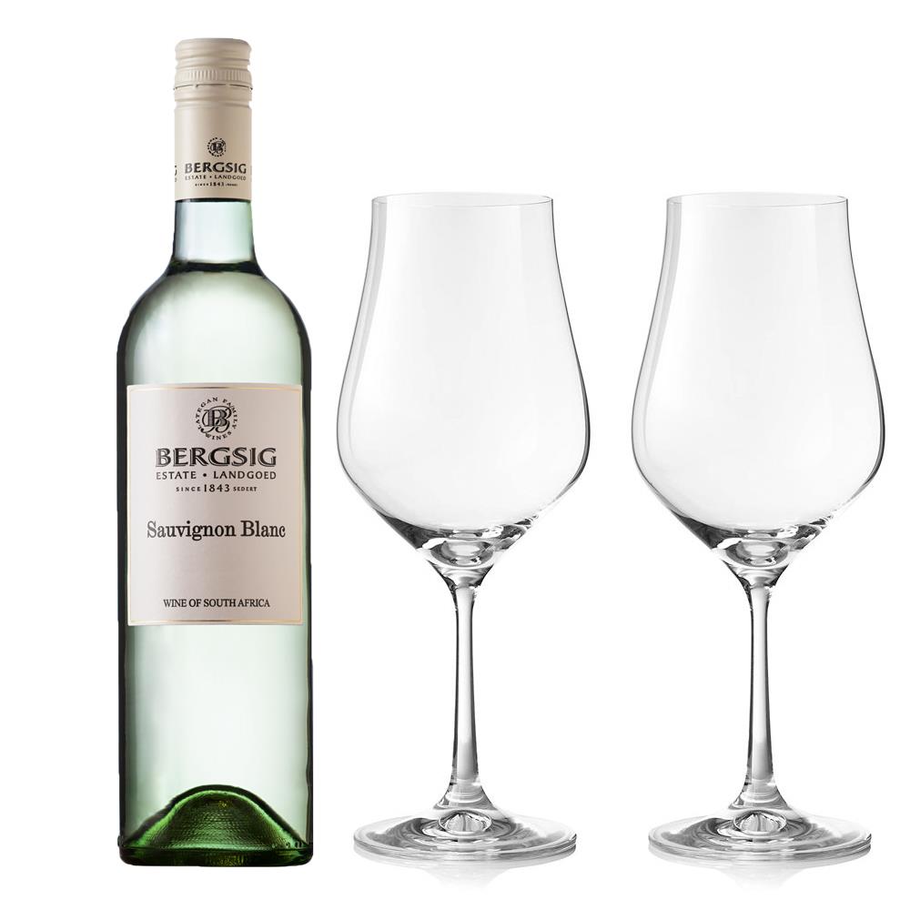 Bergsig Estate Sauvignon Blanc And Crystal Classic Collection Wine Glasses